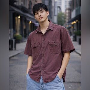 Vintage Bugle Boy Button Up Shirt | 90s Short Sleeve Cotton | M